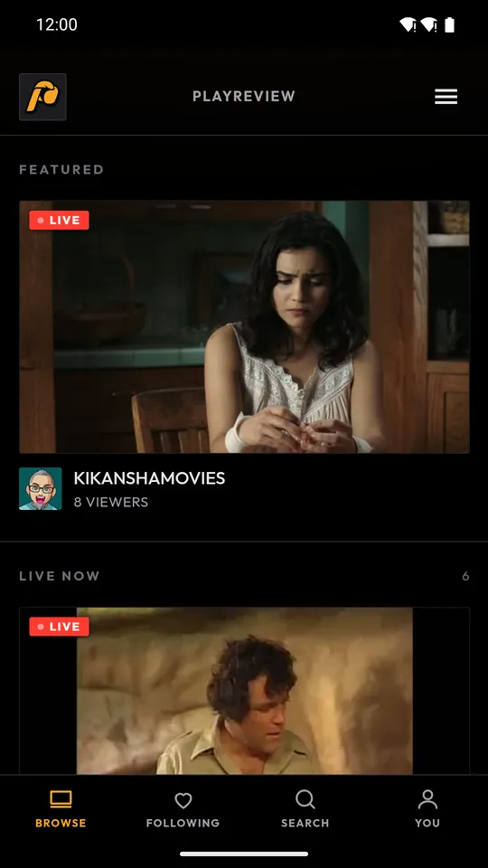 Browsing live punchi channels on a phone